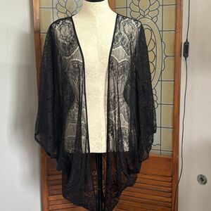 Anna & Ava Black Lace Whimsygoth Dark Romantic Gothic Kimono Cover Up One Size